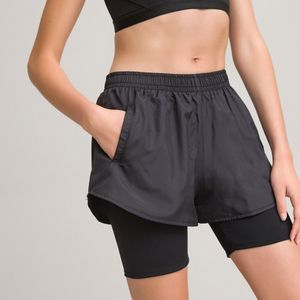 2 in 1 sport short LA REDOUTE COLLECTIONS. Microvezel materiaal. Maten XL. Zwart kleur