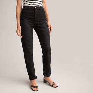 Regular, rechte jeans, in bio katoen LA REDOUTE COLLECTIONS. Denim materiaal. Maten 52 FR - 50 EU. Zwart kleur