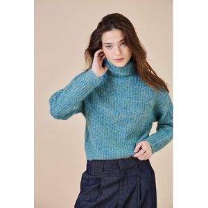 SEE U SOON - Trui met Lange Mouwen en Rolkraag - Blauw - Polyester