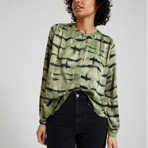 Satijnen blouse, zebraprint VILA. Viscose materiaal. Maten 36 FR - 34 EU. Groen kleur