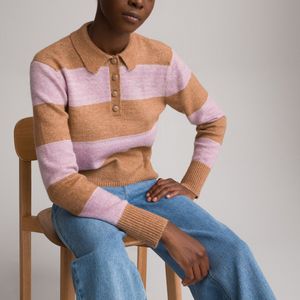 Gestreepte trui met polokraag in fijn tricot LA REDOUTE COLLECTIONS. Polyester materiaal. Maten L. Andere kleur