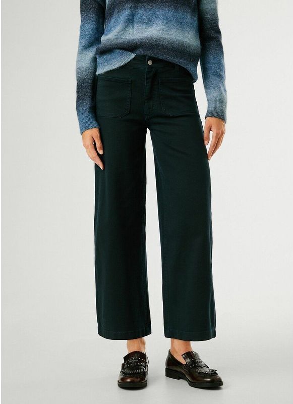 PEPE JEANS - TANIA - Broek - Marineblauw - Hoge Taille - Wijde Pijpen