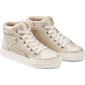 Hoge sneakers met ritssluiting en veters LA REDOUTE COLLECTIONS. Polyurethaan materiaal. Maten 32. Goudkleur kleur