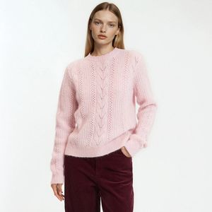 Trui van ajour ricot, wol en alpaca mix LA REDOUTE COLLECTIONS. Alpaca materiaal. Maten S. Roze kleur