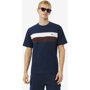 LACOSTE - T-shirt - Marineblauw - Katoen - Korte Mouwen - Colorblocks