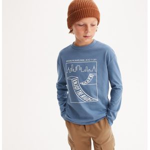 T-shirt met lange mouwen, Skate Park print LA REDOUTE COLLECTIONS. Jersey materiaal. Maten 12 jaar - 150 cm. Blauw kleur