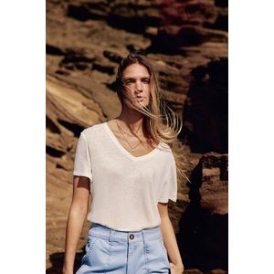 LA PETITE ÉTOILE - THANA - T-shirt - Ecru - Linnen en Viscose