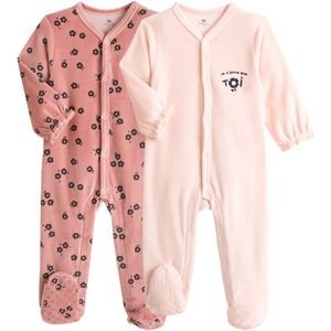 Set van 2 pyjama's in fluweel LA REDOUTE COLLECTIONS. Fluweel materiaal. Maten prema - 45 cm. Roze kleur