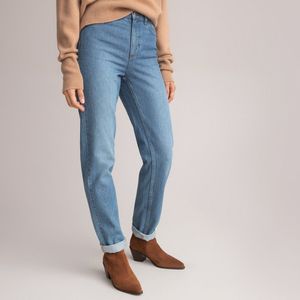 Regular, rechte jeans, in bio katoen LA REDOUTE COLLECTIONS. Denim materiaal. Maten 44 FR - 42 EU. Blauw kleur