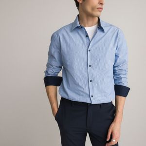 Slim hemd met lange mouwen LA REDOUTE COLLECTIONS. Katoen materiaal. Maten 3XL (47/48). Blauw kleur