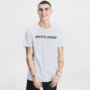 T-shirt met ronde hals en korte mouwen, bedrukt vooraan JACK & JONES. Katoen materiaal. Maten L. Wit kleur