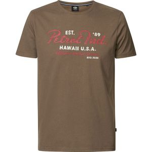 Bedrukt T-shirt met ronde hals PETROL INDUSTRIES. Katoen materiaal. Maten XXL. Beige kleur