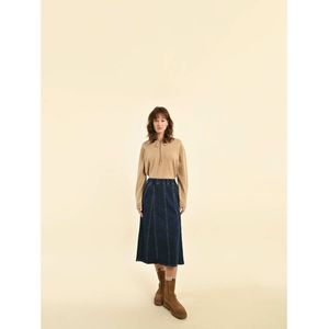 Halflange rok in denim MOLLY BRACKEN. Denim materiaal. Maten S. Blauw kleur