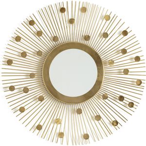 Ronde spiegel van ijzer Ø58 cm, Soleil LA REDOUTE INTERIEURS. Metaal materiaal. Maten één maat. Geel kleur