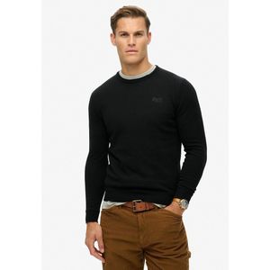 Slim trui met ronde hals Essential SUPERDRY. Wol materiaal. Maten XXL. Zwart kleur