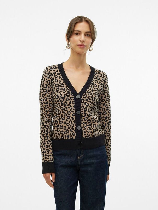 VERO MODA - VMARIA - Gebreid Vest - Lichtbeige / Zwart
