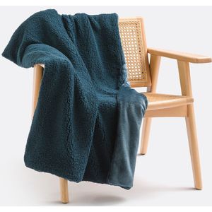 Maxine - Plaid - Inktblauw - Fleece en Sherpa - 100% Gerecycled Polyester