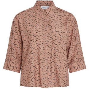 VILA - Bedrukte Blouse - Roze - Viscose - 3/4 Mouwen