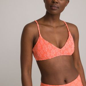 Triangel bikini-BH, badstof LA REDOUTE COLLECTIONS.  materiaal. Maten 44 FR - 42 EU. Oranje kleur