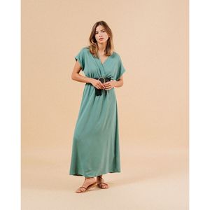 Lange jurk Maud GRACE AND MILA. Polyester materiaal. Maten XL. Groen kleur