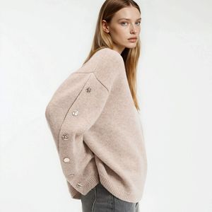 Wollen trui, ronde hals in grof tricot LA REDOUTE COLLECTIONS. Wol materiaal. Maten S. Beige kleur