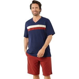 EMINENCE - Korte Pyjama - Kastanje en Terracotta - Jersey - Katoen