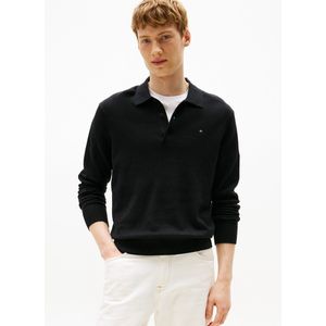 TOMMY HILFIGER - Trui met Polokraag - Zwart - Katoen en Kasjmier