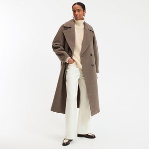 LA REDOUTE COLLECTIONS - Lange Jas - Kastanje - Wolmix - Asymmetrische Sluiting