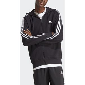 Zip-up hoodie, 3 stripes Essentials ADIDAS SPORTSWEAR. Katoen materiaal. Maten XL. Zwart kleur