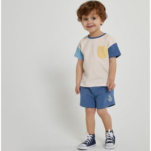 T-shirt met ronde hals color block LA REDOUTE COLLECTIONS. Katoen materiaal. Maten 5 jaar - 108 cm. Wit kleur