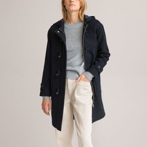 Duffelcoat in wollen stof LA REDOUTE COLLECTIONS. Wol materiaal. Maten 38 FR - 36 EU. Blauw kleur