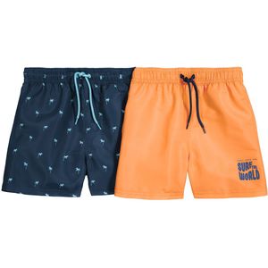 Set van 2 zwemshorten LA REDOUTE COLLECTIONS.  materiaal. Maten 6 jaar - 114 cm. Oranje kleur