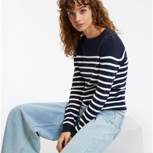 LA REDOUTE COLLECTIONS - Marinetrui - Blauw - Bio Katoen - Gestreept Motief