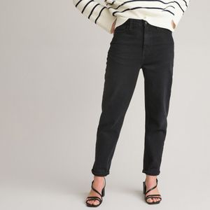Boyfit jeans met hoge taille LA REDOUTE COLLECTIONS. Denim materiaal. Maten 44 FR - 42 EU. Zwart kleur