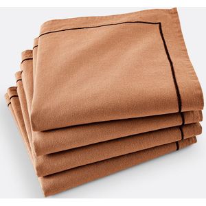 LA REDOUTE INTERIEURS - Servetten - Eekhoorn Kleur - 55% Linnen 45% Katoen - Set van 4