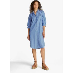 Tommy Hilfiger - Poplin Overhemdjurk - Blauw - Dames - Midi-lengte
