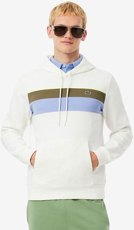 LACOSTE - Hoodie - Ecru - Katoen - Met Kleurblokken