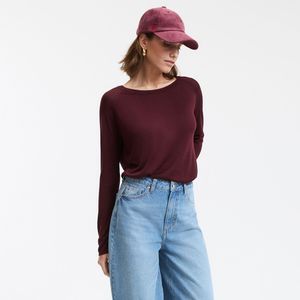 LA REDOUTE COLLECTIONS - Lange Trui - Bordeaux Rood - Viscose