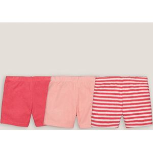 Set van 3 shorts in badstof LA REDOUTE COLLECTIONS. Spons materiaal. Maten 4 jaar - 102 cm. Roze kleur