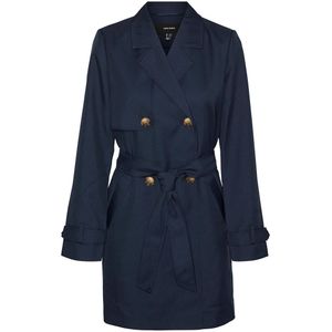 Halflange trenchcoat met ceintuur VERO MODA. Polyester materiaal. Maten S. Blauw kleur