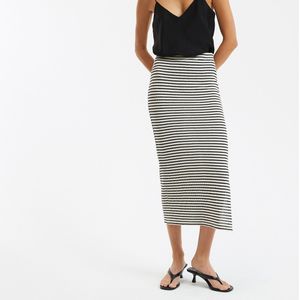 LA REDOUTE COLLECTIONS - Rechte Rok - Gestreept Zwart/Ecru - Katoen/Viscose