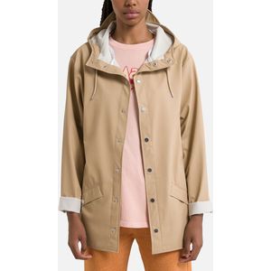 Halflange windjack met kap, unisex Jacket RAINS. Polyester materiaal. Maten L. Beige kleur