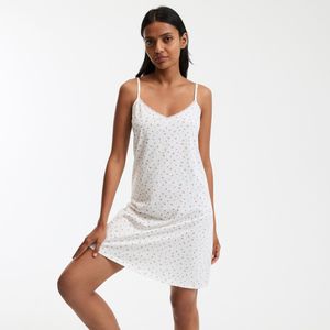 LA REDOUTE COLLECTIONS - Nachtjapon - Ecru - Bloemenprint - Dunne Katoenen Spaghettibandjes