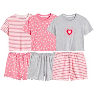 Set van 3 pyjashorts in katoen met hartenprint LA REDOUTE COLLECTIONS. Katoen materiaal. Maten 18 jaar - 168 cm. Roze kleur
