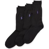 Polo Ralph Lauren - Effen Zwarte Enkelsokken - 3-Pack - Katoenmix
