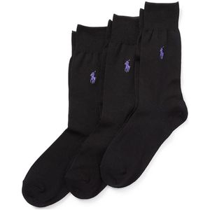 Polo Ralph Lauren - Effen Zwarte Enkelsokken - 3-Pack - Katoenmix