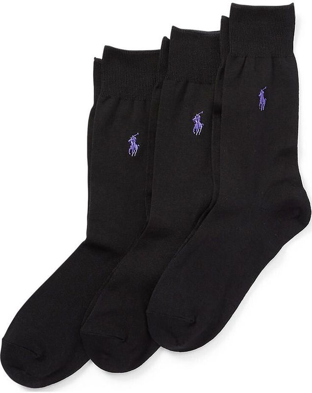 Polo Ralph Lauren - Effen Zwarte Enkelsokken - 3-Pack - Katoenmix