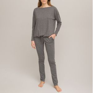 Pyjama in tricot, lange mouwen LA REDOUTE COLLECTIONS. Katoen materiaal. Maten 42/44 FR - 40/42 EU. Zwart kleur