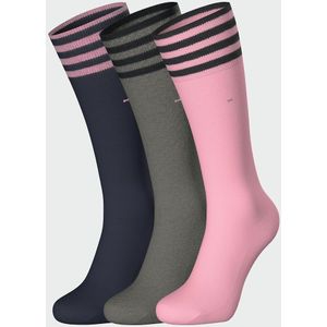 EDEN PARK - Set van 3 Paar Gestreepte Kniekousen - Roze - Katoen