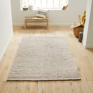 Wollen vloerkleed, Diano, tricot effect LA REDOUTE INTERIEURS. Wol materiaal. Maten 160 x 230 cm. Beige kleur